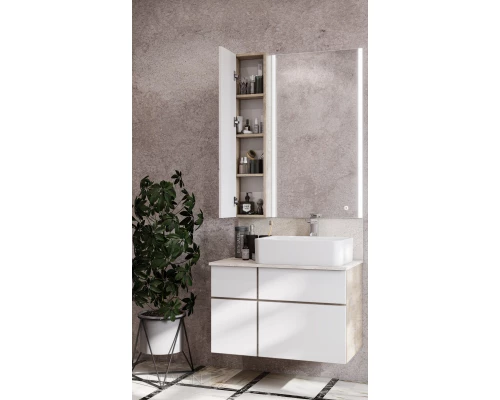 Тумба дуб эндгрейн/белый матовый 79 см Акватон Мишель 1A244501MIX40