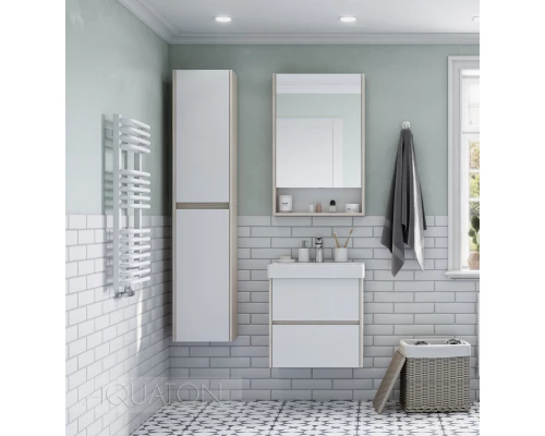 Зеркальный шкаф 55x85 см белый матовый/дуб верона L/R Акватон Сканди 1A252102SDB20