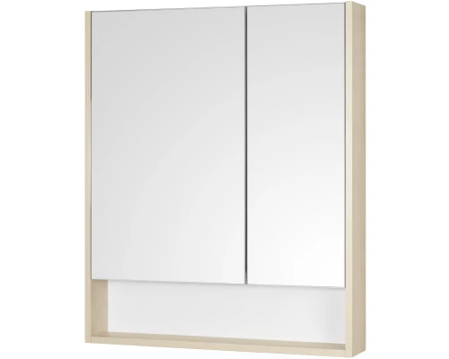 Зеркальный шкаф 70x85 см белый матовый/дуб верона Акватон Сканди 1A252202SDB20