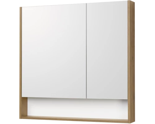 Зеркальный шкаф 85x85 см белый матовый/дуб рустикальный Акватон Сканди 1A252302SDZ90