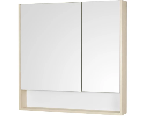 Зеркальный шкаф 85x85 см белый матовый/дуб верона Акватон Сканди 1A252302SDB20