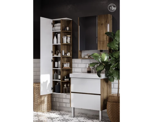 Пенал подвесной белый матовый/дуб рустикальный Акватон Сканди 1A253403SDZ90