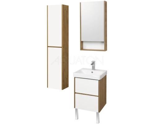 Шкаф одностворчатый подвесной 35x80 см белый глянец/дуб рустикальный Акватон Сканди 1A255003SDZ90