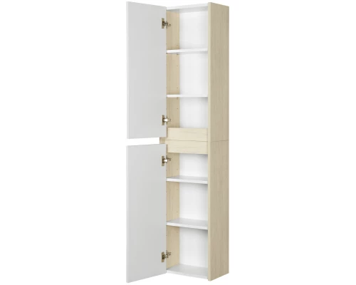 Шкаф одностворчатый подвесной 35x80 см белый глянец/дуб верона Акватон Сканди 1A255003SDB20