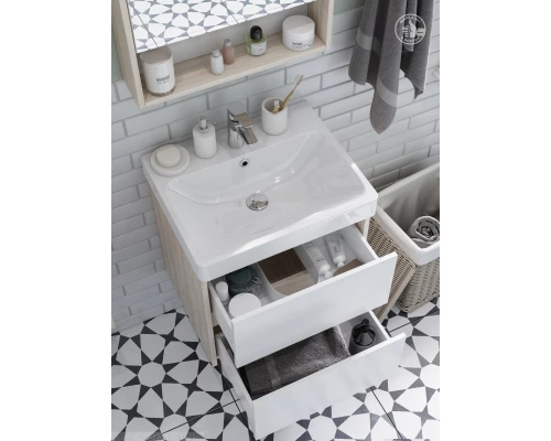 Тумба белый глянец/дуб верона 53,2 см Акватон Сканди 1A251701SDB20