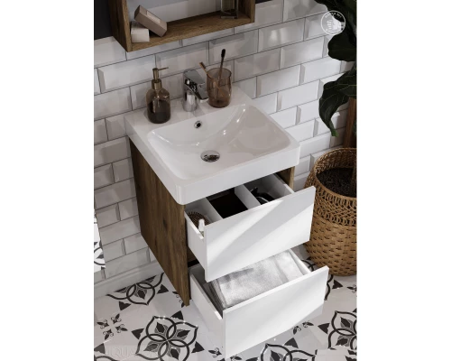 Тумба белый глянец/дуб рустикальный 43,2 см Акватон Сканди 1A251601SDZ90