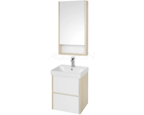 Тумба с раковиной белый глянец/дуб верона 45 см Акватон Сканди 1A2516K0SDB20