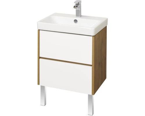Тумба с раковиной белый глянец/дуб рустикальный 55 см Акватон Сканди 1A2517K0SDZ90