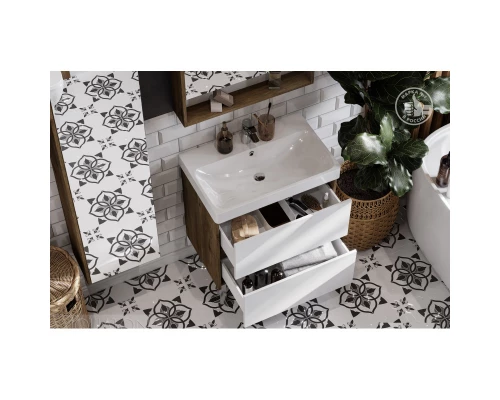 Тумба белый глянец/дуб рустикальный 68,2 см Акватон Сканди 1A251801SDZ90