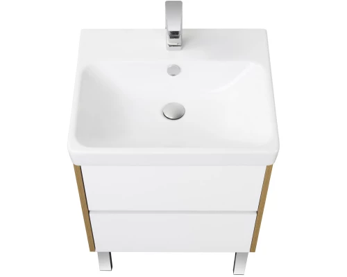 Тумба с раковиной белый глянец/дуб рустикальный 70,5 см Акватон Сканди 1A2518K0SDZ90