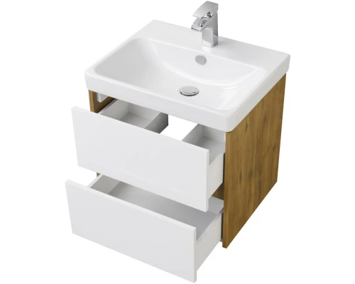 Тумба с раковиной белый глянец/дуб рустикальный 70,5 см Акватон Сканди 1A2518K0SDZ90