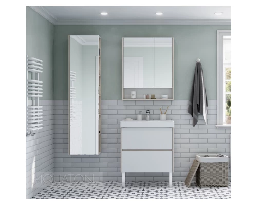 Тумба белый глянец/дуб верона 68,2 см Акватон Сканди 1A251801SDB20