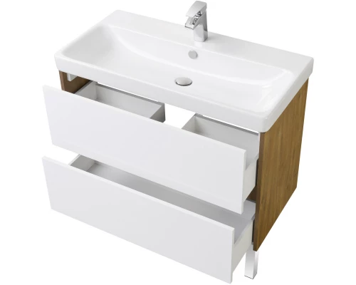 Тумба белый глянец/дуб рустикальный 88,2 см Акватон Сканди 1A251901SDZ90