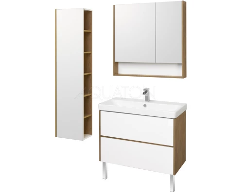 Тумба белый глянец/дуб рустикальный 88,2 см Акватон Сканди 1A251901SDZ90