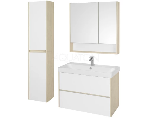 Тумба белый глянец/дуб верона 88,2 см Акватон Сканди 1A251901SDB20