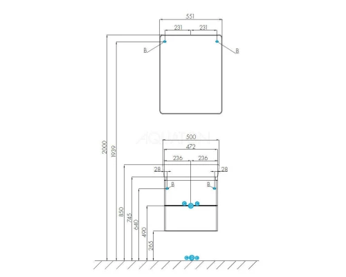 Зеркальный шкаф 55,1x70,1 см белый глянец R Акватон Скай 1A238402SY010