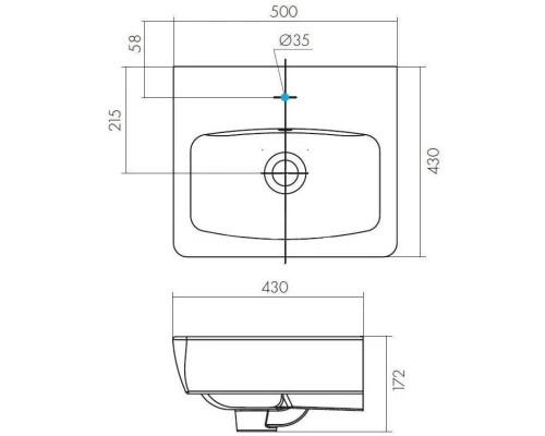 Тумба с раковиной белый глянец/серый кашемир 50 см Акватон Скай 1A2380K1SY010