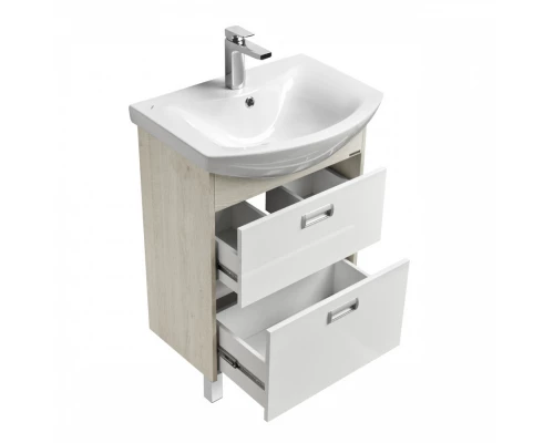 Тумба БЕККА 60, белая, дуб сомерсет (под раковину БАЛТИКА 60)