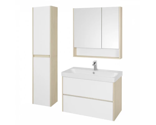 Тумба СКАНДИ 90, белая, дуб верона (под раковину АДРИАНА 90) 