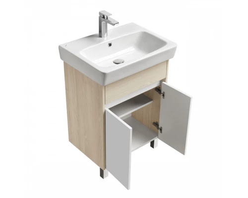 Тумба ВЕРДИ 60 Н, на ножках, белая, ясень фабрик (под раковину НЕО 60)