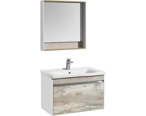 Комплект мебели белый глянец/бетон пайн 80 см Акватон Капри 1A230201KPDA0 + 1WH302251 + 1A230402KPDA0