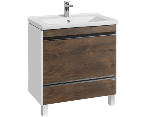 Комплект мебели белый глянец/таксония темная 80 см Акватон Капри 1A230201KPDB0 + 1WH302251 + 1A230402KPDB0