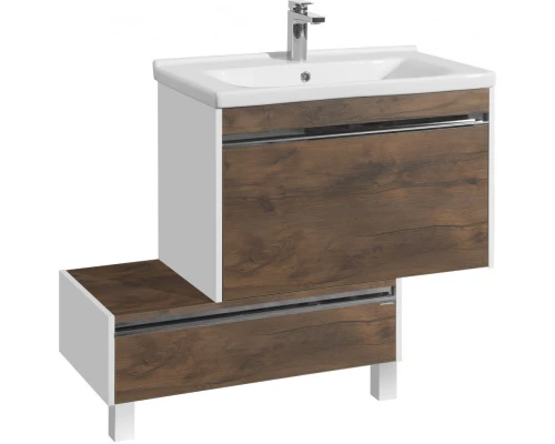 Комплект мебели белый глянец/таксония темная 80 см Акватон Капри 1A230201KPDB0 + 1WH302251 + 1A230402KPDB0