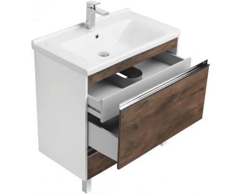 Комплект мебели белый глянец/таксония темная 80 см Акватон Капри 1A230201KPDB0 + 1WH302251 + 1A230402KPDB0