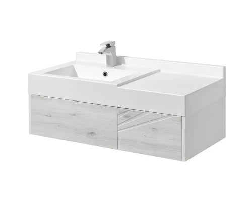 Комплект мебели белый глянец/ольха наварра 100 см Акватон Сакура 1A234901SKW80 + 1A71973KSK010 + 1A235102SKW80