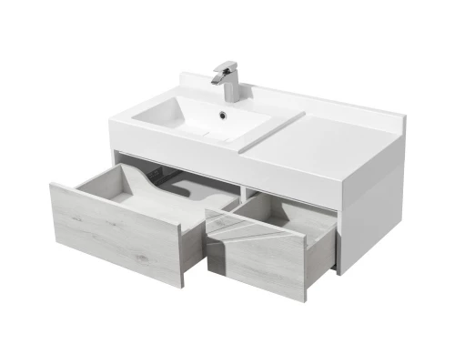 Комплект мебели белый глянец/ольха наварра 100 см Акватон Сакура 1A234901SKW80 + 1A71973KSK010 + 1A235102SKW80