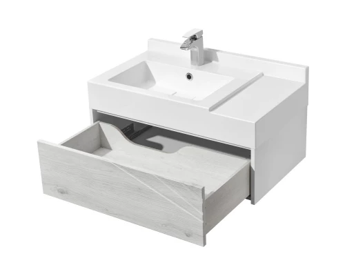 Комплект мебели белый глянец/ольха наварра 80 см Акватон Сакура 1A236401SKW80 + 1A71993KSK010 + 1A236502SKW80