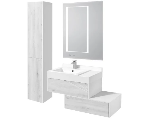 Комплект мебели белый глянец/ольха наварра 80 см Акватон Сакура 1A236401SKW80 + 1A71993KSK010 + 1A236502SKW80