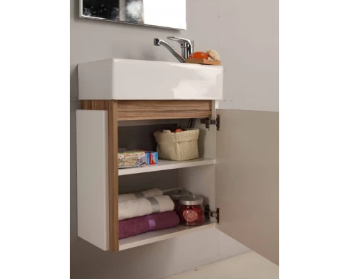 Комплект мебели белый глянец/эбони светлый 46 см Акватон Эклипс 1A172801EK49R + 1WH301972 + 1A129002EK010