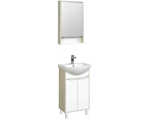 Комплект мебели белый глянец/ясень фабрик 50,5 см Акватон Рико 1A212401RIB90 + 1WH207781 + 1A212302RIB90