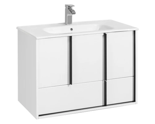 Комплект мебели белый матовый 80 см Акватон Ривьера 1A239001RVX20 + 732799C000 + 1A239102RVX20