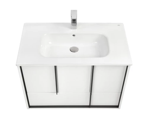 Комплект мебели белый матовый 80 см Акватон Ривьера 1A239001RVX20 + 732799C000 + 1A239102RVX20