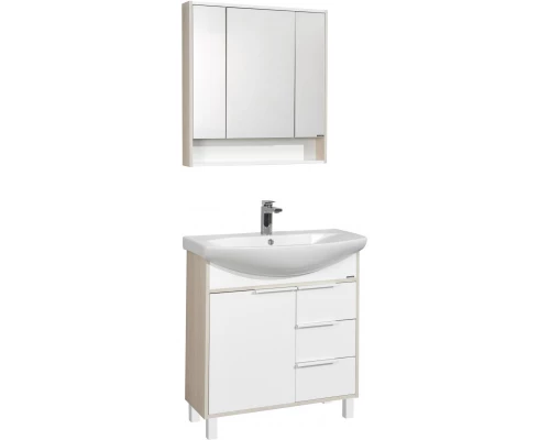 Комплект мебели белый глянец/ясень фабрик 80,5 см Акватон Рико 1A215401RIB90 + 1WH207783 + 1A215302RIB90