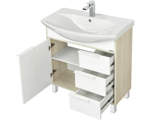 Комплект мебели белый глянец/ясень фабрик 80,5 см Акватон Рико 1A215401RIB90 + 1WH207783 + 1A215302RIB90