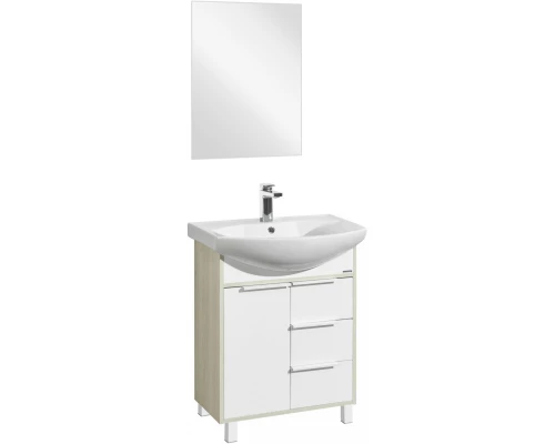 Комплект мебели белый глянец/ясень фабрик 65 см Акватон Рико 1A213301RIB90 + 1WH207782 + 1A216402RI010