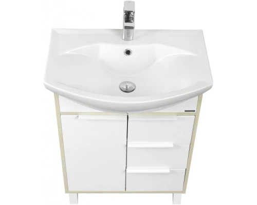 Комплект мебели белый глянец/ясень фабрик 65 см Акватон Рико 1A213301RIB90 + 1WH207782 + 1A216402RI010