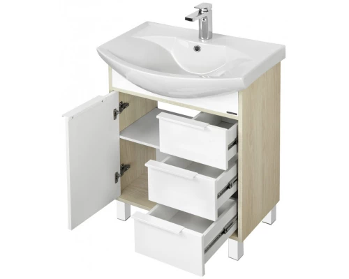 Комплект мебели белый глянец/ясень фабрик 65 см Акватон Рико 1A213301RIB90 + 1WH207782 + 1A216402RI010