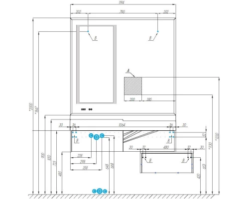 Тумба с раковиной белый глянец/ольха наварра 120 см Акватон Сакура 1A2197K1SKW80