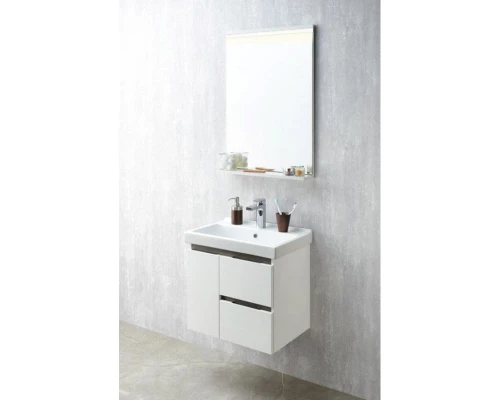 Комплект мебели белый глянец/грецкий орех 60 см Акватон Рене 1A258501NRC80 + 1WH302421 + 1A222302NR010