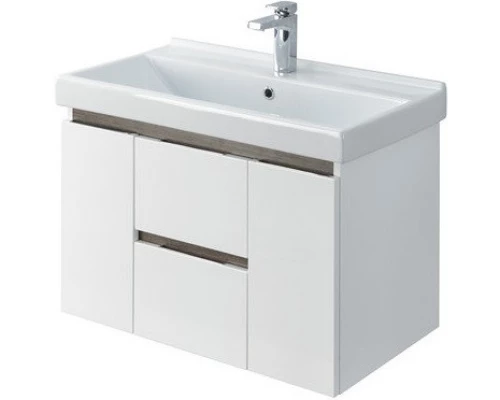 Комплект мебели белый глянец/грецкий орех 80 см Акватон Рене 1A258601NRC80 + 1WH302251 + 1A222502NRC80