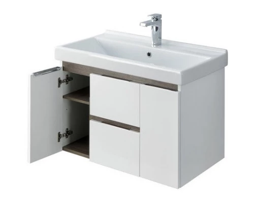 Комплект мебели белый глянец/грецкий орех 80 см Акватон Рене 1A258601NRC80 + 1WH302251 + 1A222502NRC80