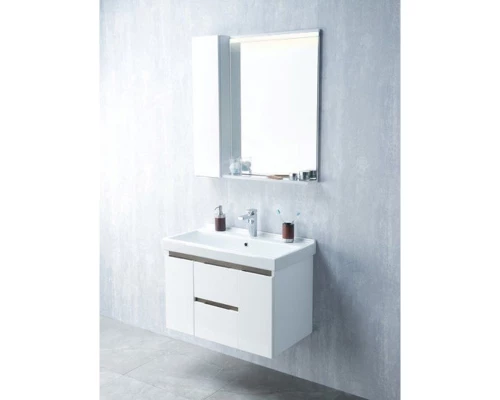 Комплект мебели белый глянец/грецкий орех 80 см Акватон Рене 1A258601NRC80 + 1WH302251 + 1A222502NRC80