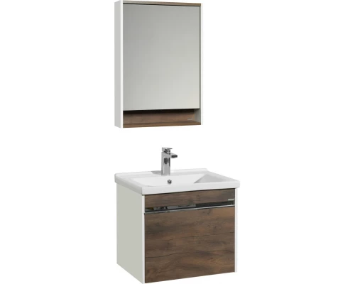 Комплект мебели белый глянец/таксония темная 60 см Акватон Капри 1A230101KPDB0 + 1WH302421 + 1A230302KPDB0