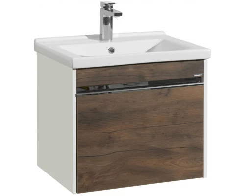 Комплект мебели белый глянец/таксония темная 60 см Акватон Капри 1A230101KPDB0 + 1WH302421 + 1A230302KPDB0