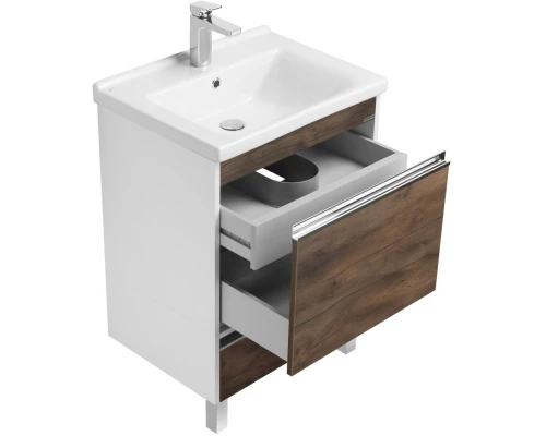 Комплект мебели белый глянец/таксония темная 60 см Акватон Капри 1A230101KPDB0 + 1WH302421 + 1A230302KPDB0