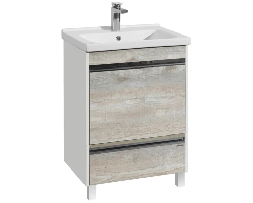 Комплект мебели белый глянец/бетон пайн 60 см Акватон Капри 1A230101KPDA0 + 1WH302421 + 1A230302KPDA0